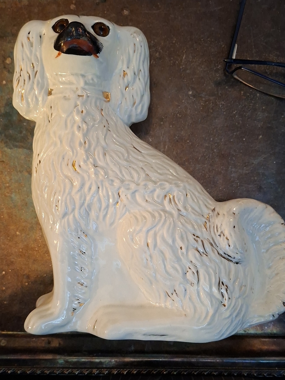 10" Victorian Glass Eyes Staffordshire Dog